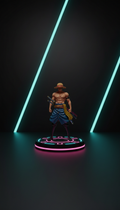 One Piece figure on neon display base